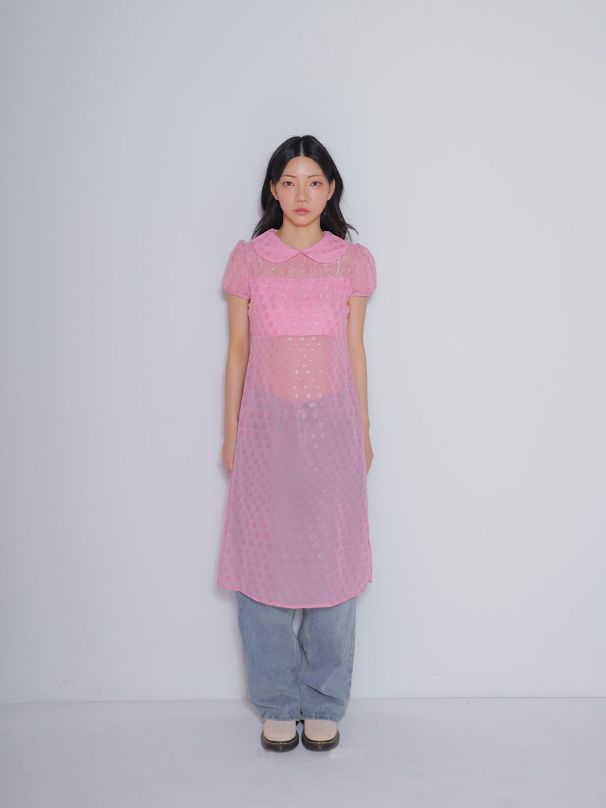 봄날 부티크(BOMNAL BOUTIQUE) 도트 미디 드레스_핑크