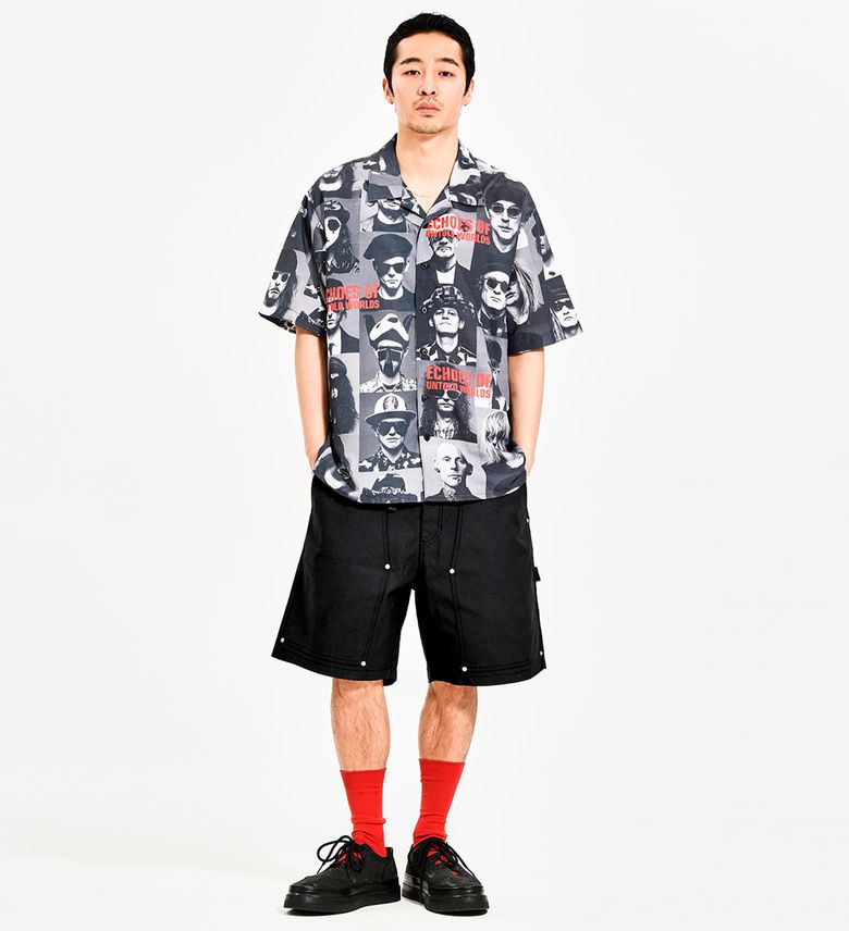 COATING CANVAS DOUBLE KNEE SHORTS BLACK