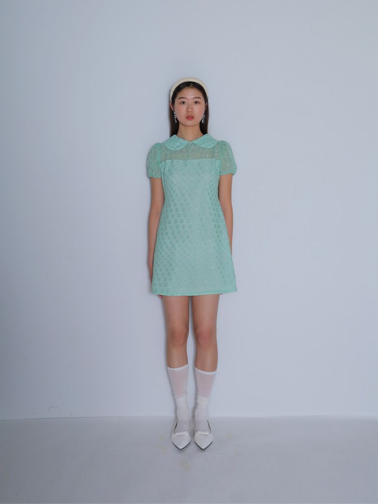 도트 미니 드레스_그린