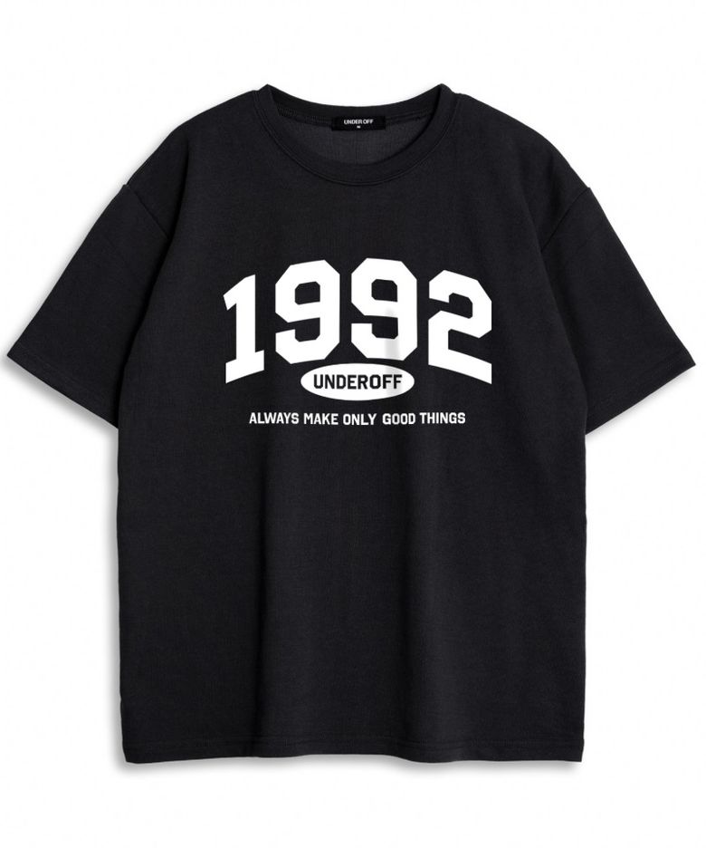 오버핏 크루넥 1992아치 반팔 티셔츠 블랙