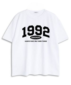 오버핏 크루넥 1992아치 반팔 티셔츠 화이트블랙