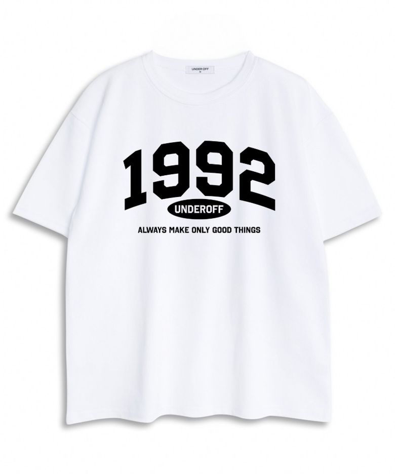 오버핏 크루넥 1992아치 반팔 티셔츠 화이트블랙