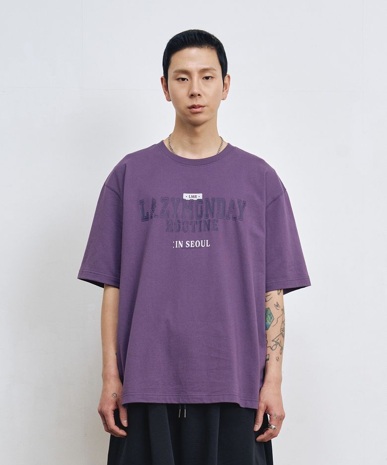 크랙 레터링 티셔츠 PURPLE