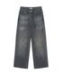 Petal Stitch Washed Denim Pants - BLACK