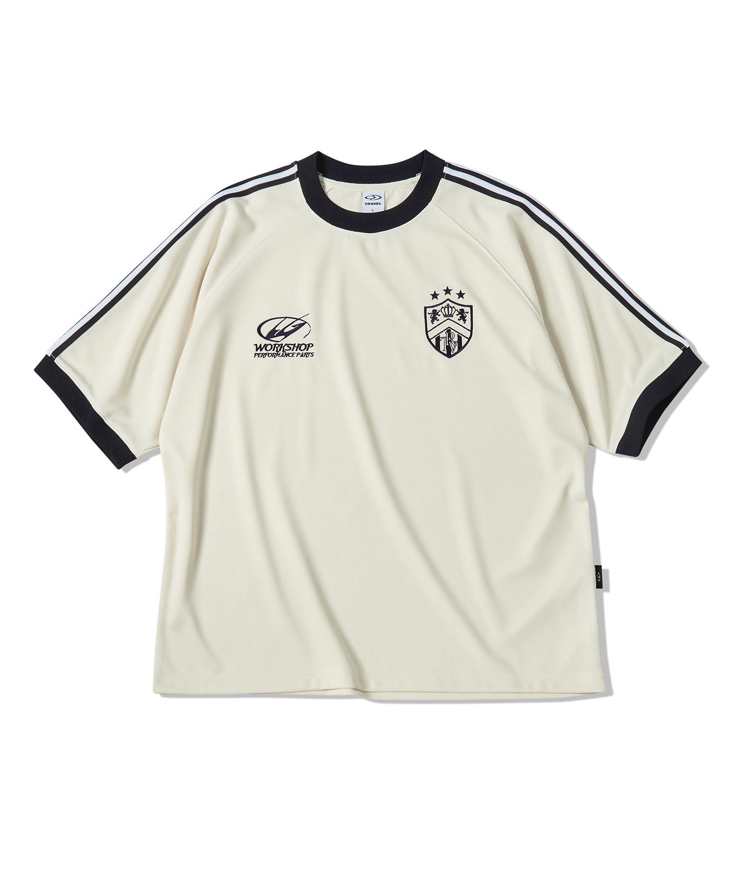 ★TRAVEL★ Jersey Track Short Sleeve T-Shirt Ivory MUSINSA | TRAVEL Jersey Track Short Sleeve T-shirt Ivory