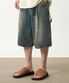 바이오워싱 카펜터 버뮤다 데님 팬츠_더스트 인디고