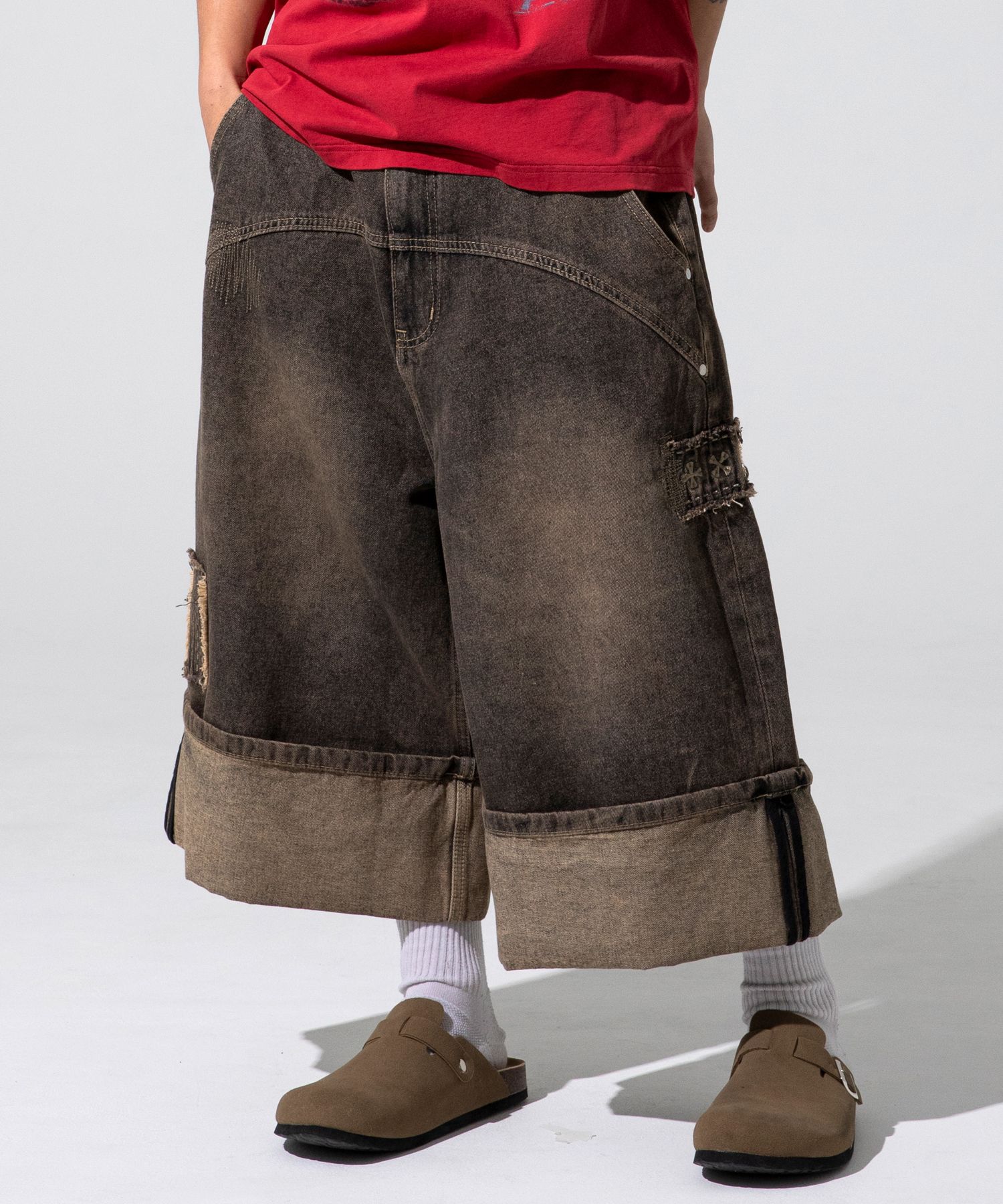 [XTONZ] Boro Patchwork Bermuda Denim Pants ★大人気★ MUSINSA公式 | XTONZ XP284 Boro Patchwork Bermuda Denim Pants