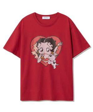 [힛지스 착용] 베티붑 하트 버스트 오버핏 반팔티_레드