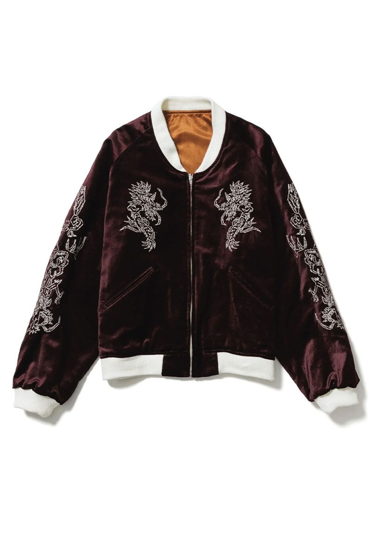 사스콰치패브릭스(SASQUATCHFABRIX) [sasquatch fabrix] EASTEND DRAGON SOUVENIR JACKET - BORDEAUX × BROWN