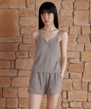 FLOWER WAFFLE BANDING SHORTS_GREY