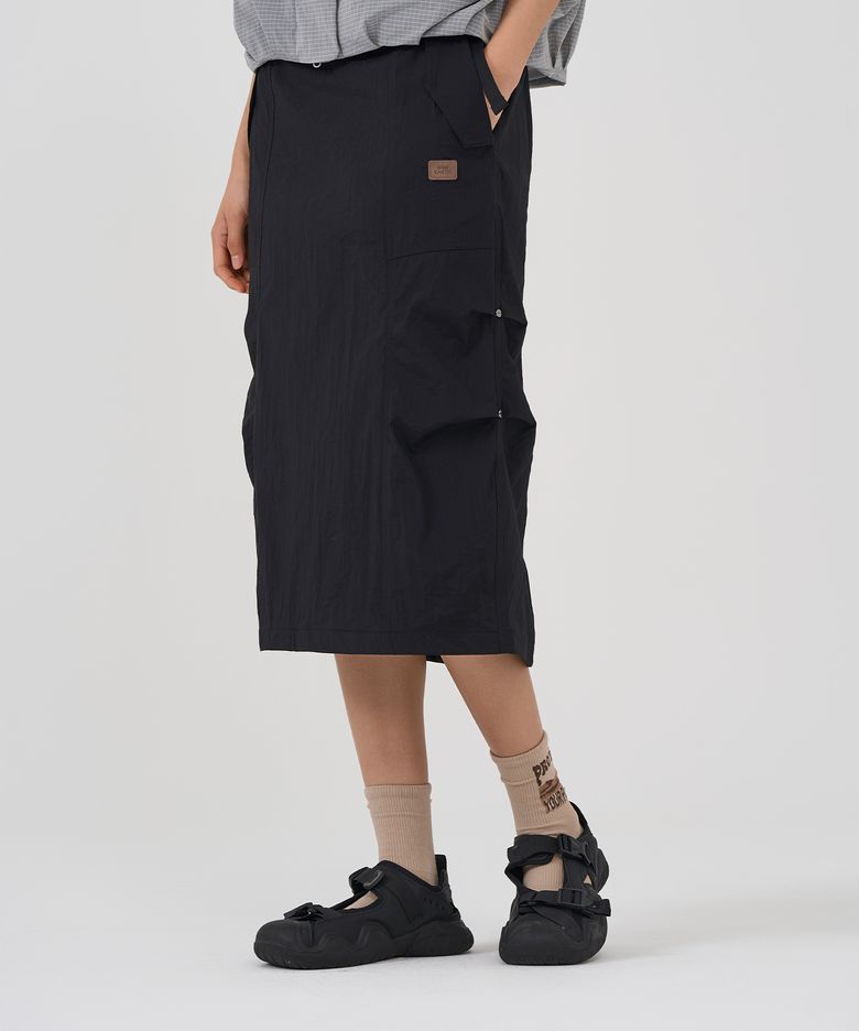 W 스트링 패러슈트 스커트_Black