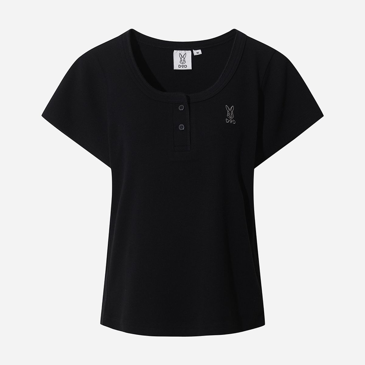 디오디(DOD) 골지 라운드 반팔 티셔츠 여자(BLACK)