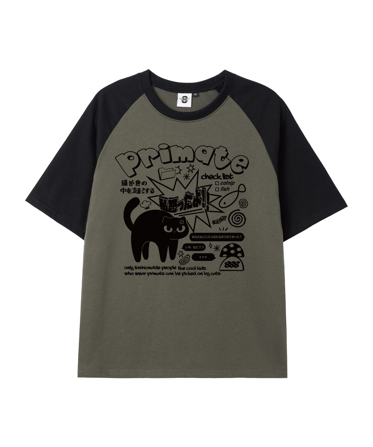 프라임에이트(PRIMATE) MAD CAT 오버핏 래글런 반팔티셔츠 5 COLORS