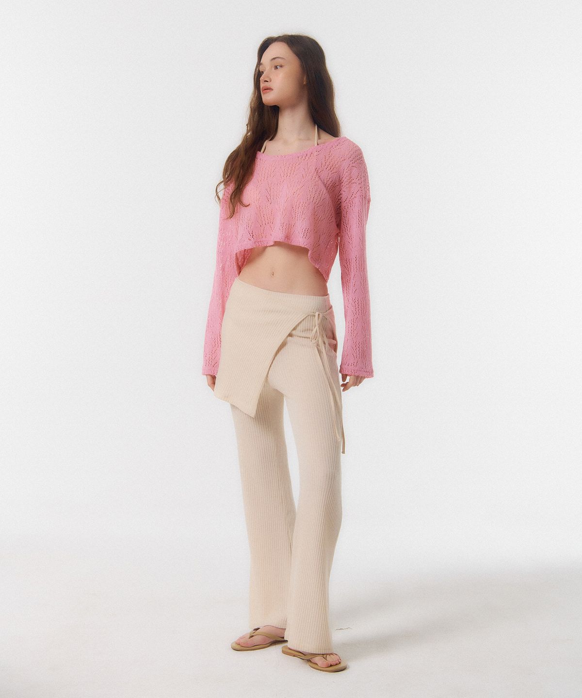 꾸아페(QUAFE) WRAP SKIRT & PANTS SET_ivory