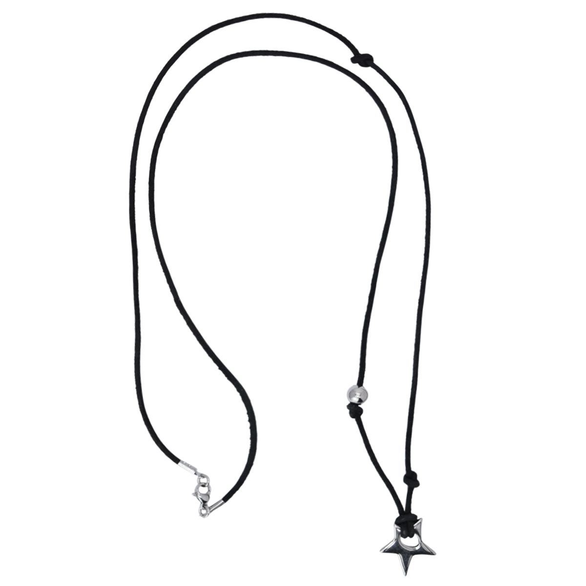 인시에(INSIE) pointed.ball long necklace(black leather)