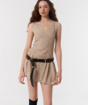 VINTAGE SHIRRING ONEPIECE_flower ivory