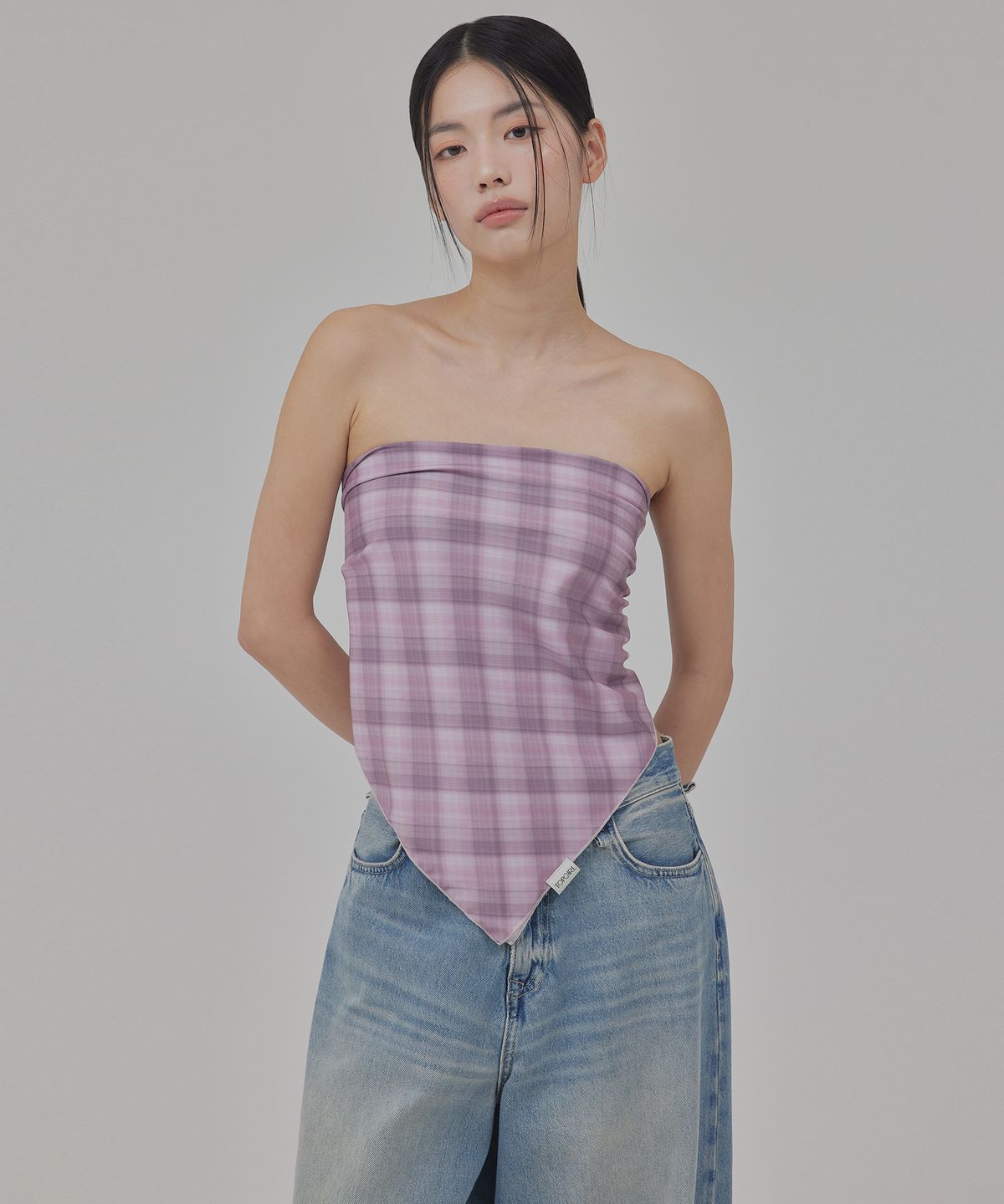 탑걸(TOPGIRL) SILKY PLAID SCARF TOP_T516TP127