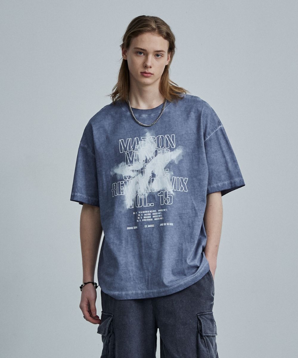 【MAISON MINED】25SS★ FALLING STAR WASHING HALF T MUSINSA | MAISON MINED FALLING STAR WASHING HALF T BLUE