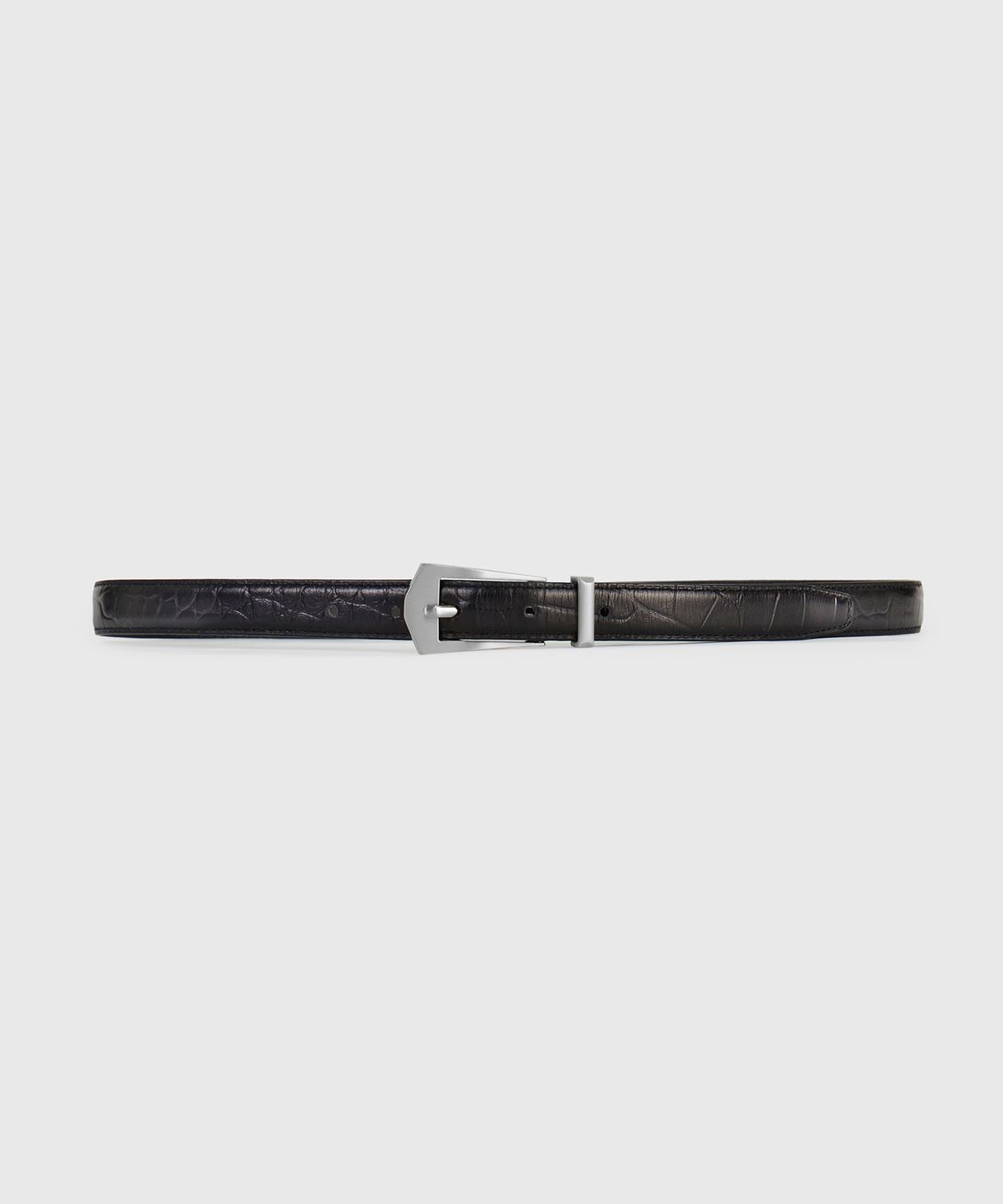 타일레(TAILLE) CAVA BUCKLE THIN BELT BLACK CROCO SILVER