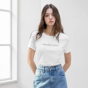 여성 슬림핏 인스티튜셔널 로고 반팔 티셔츠 47AB803 YAA