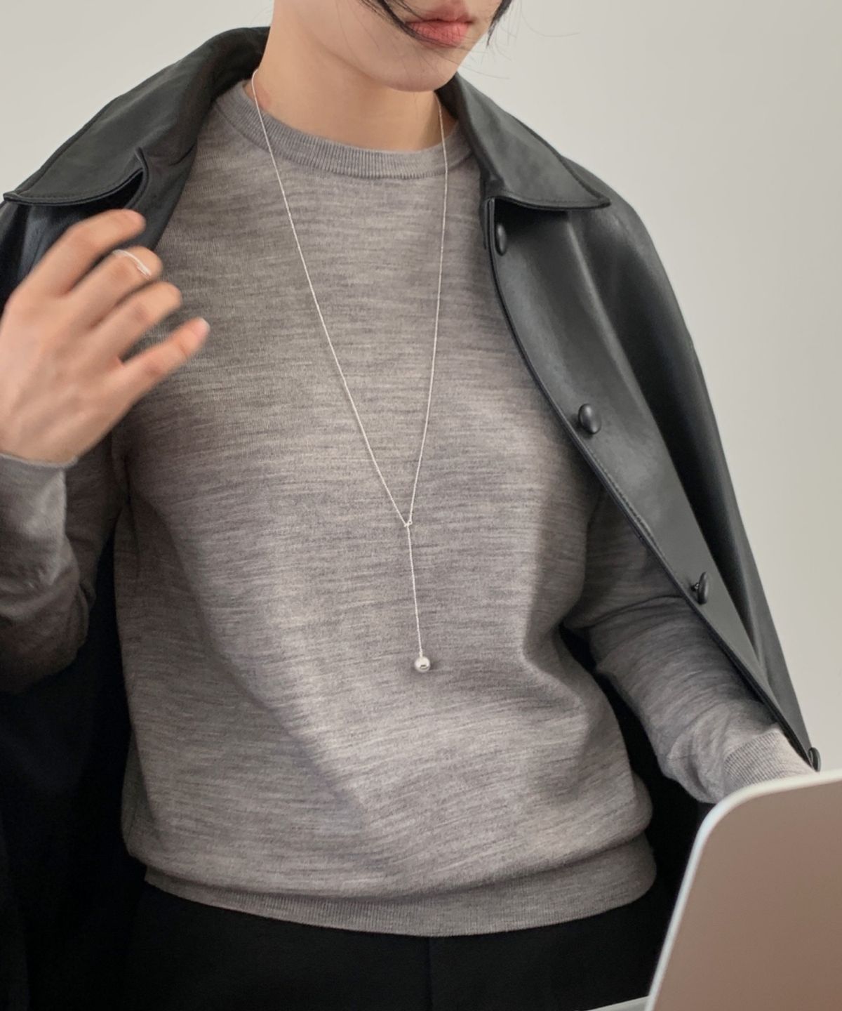 바라두(BARADU) [BARADU 925] Slide ball drop necklace