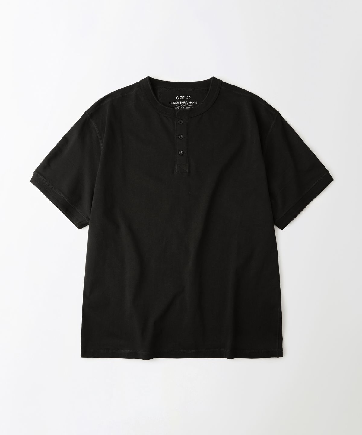 아웃스탠딩(OUTSTANDING) HENLEY NECK HALF SLEEVE TEE_BLACK