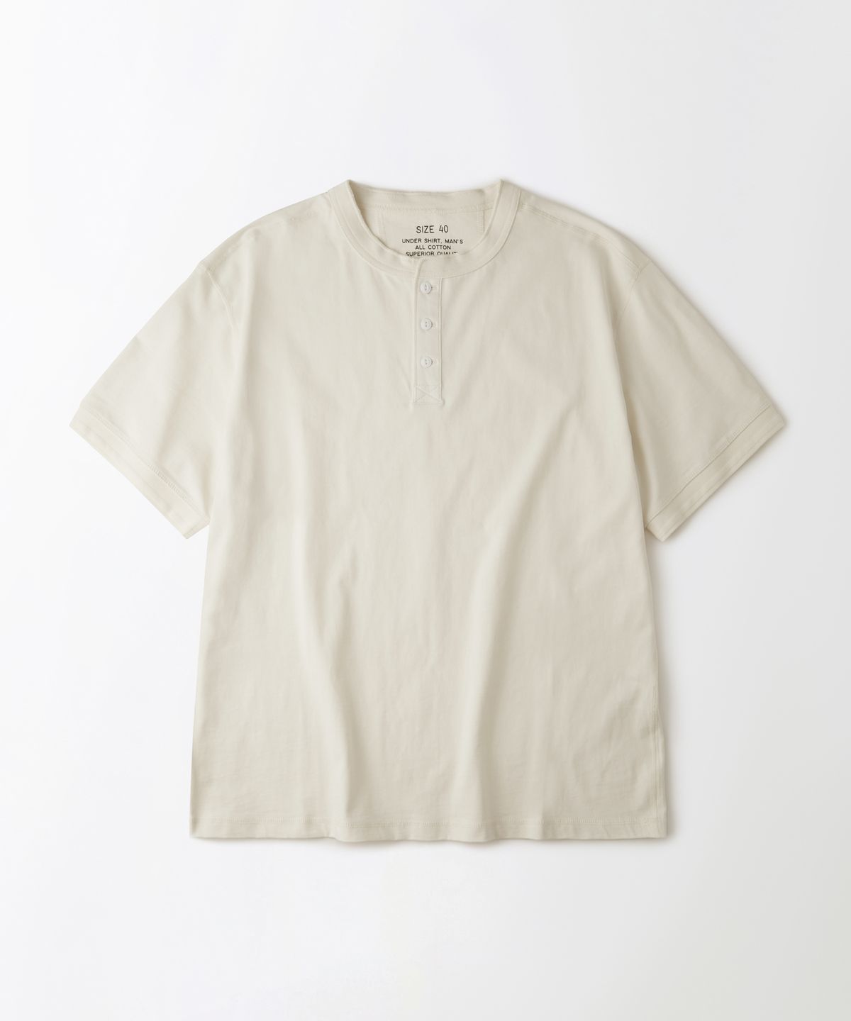 아웃스탠딩(OUTSTANDING) HENLEY NECK HALF SLEEVE TEE_OFF WHITE