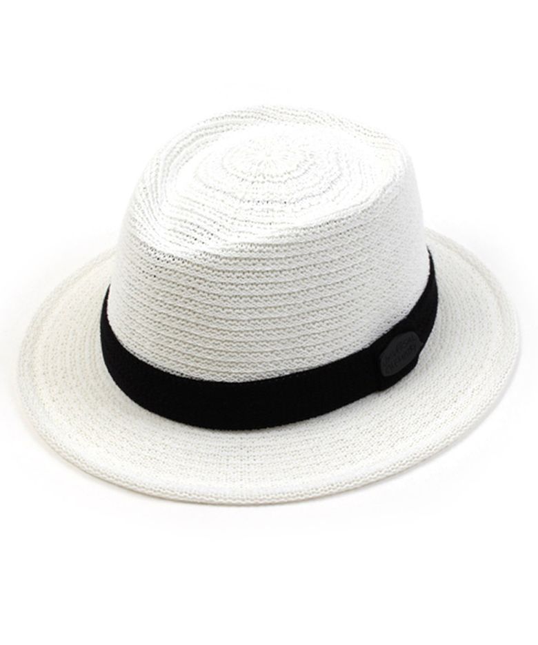 White Short Knit Fedora BK 여름페도라