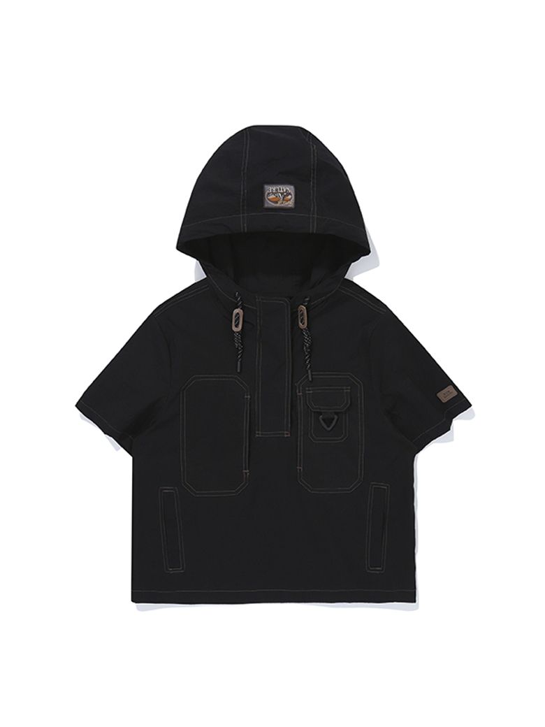 W 스티치 후디 아노락_Black