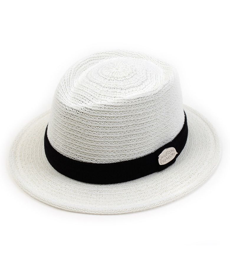 White Short Knit Fedora SV 여름페도라