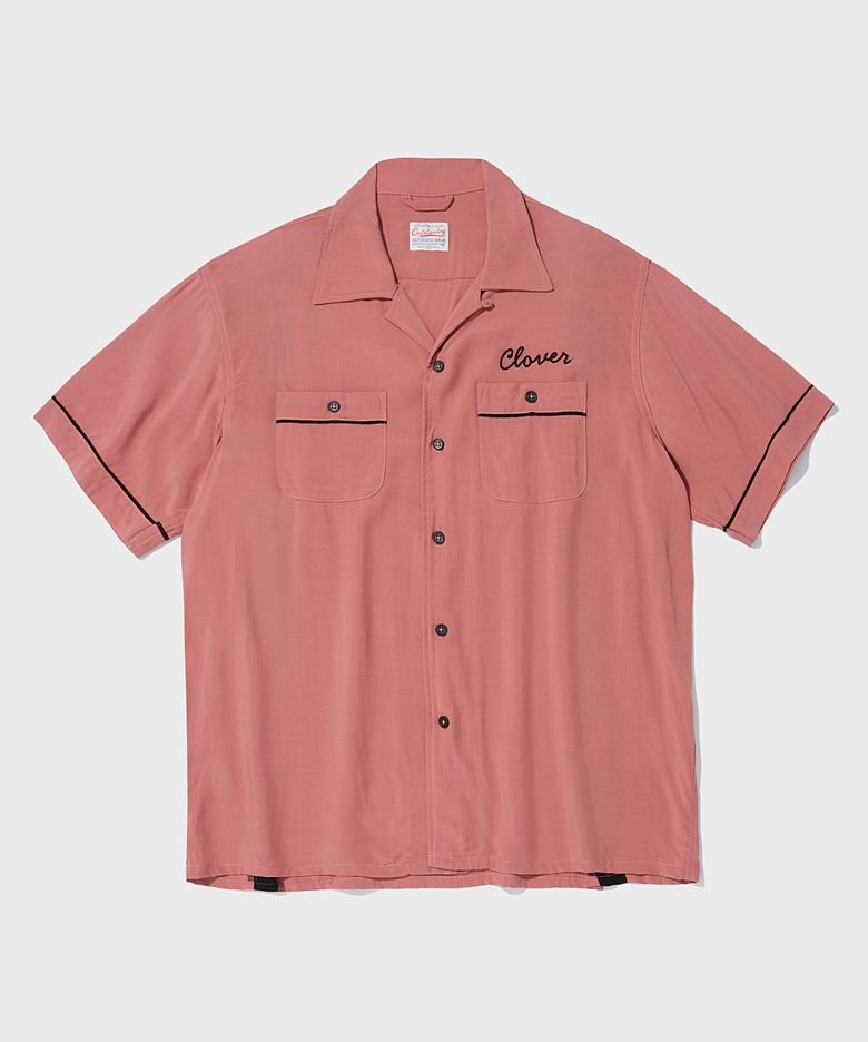 VINTAGE RAYON BOWLING HALF SHIRT_PINK