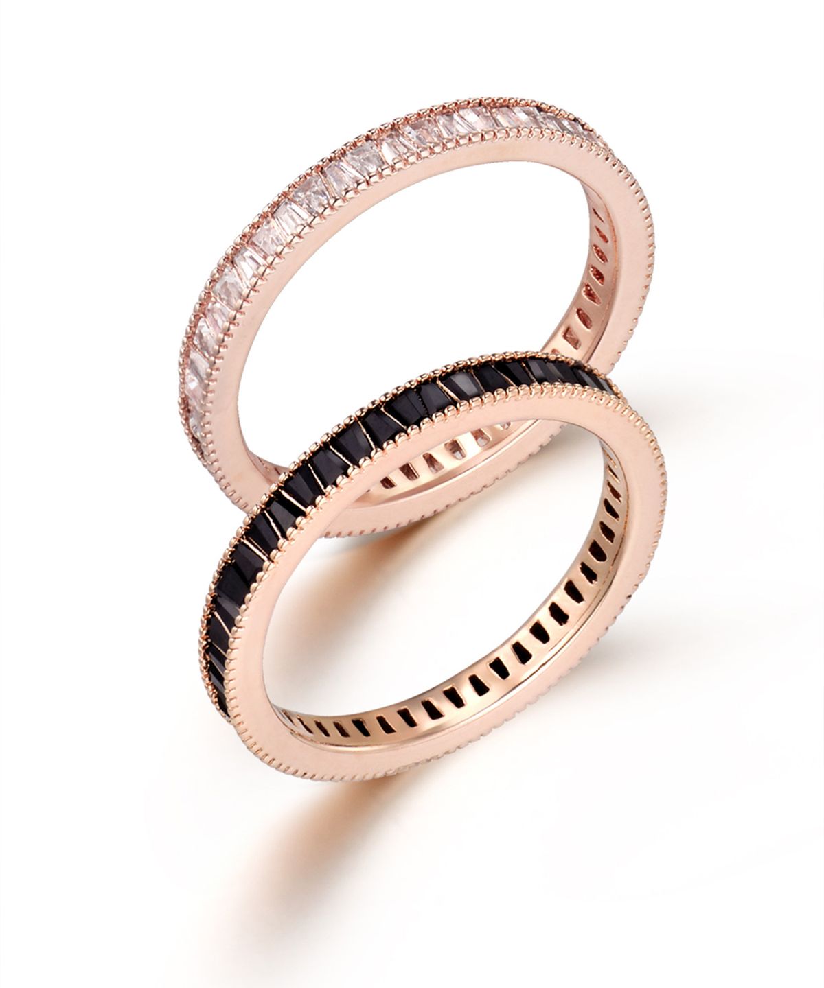 엘르주얼리(ELLEJEWELRY) 화이트 블랙 스톤 레이어드 링 2종 세트 ELBRWR146