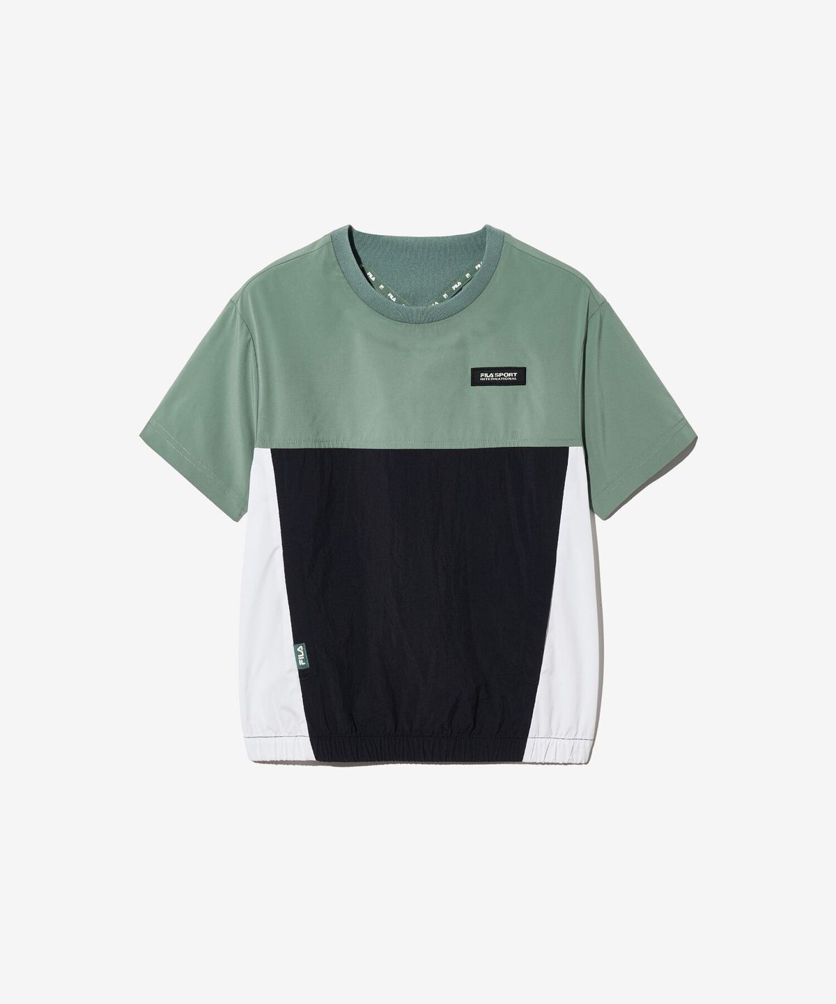 휠라 키즈(FILA KIDS) 우븐 배색 반팔 티셔츠