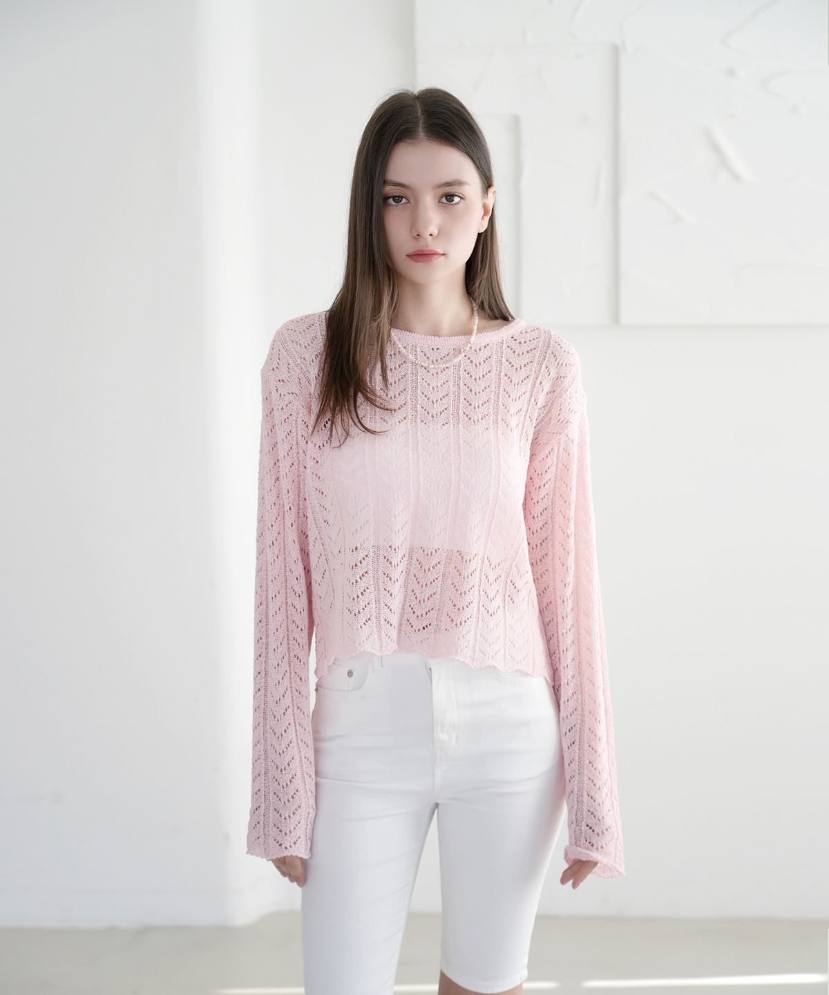 와르 포 우먼(WAARFORWOMAN) WK-17 스카치 메쉬 니트 (3COLORS)