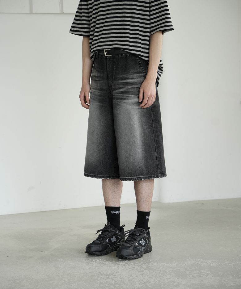 M268 버뮤다 데님 팬츠_블랙