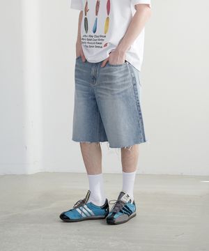 M262 컷팅 버뮤다 팬츠_진청