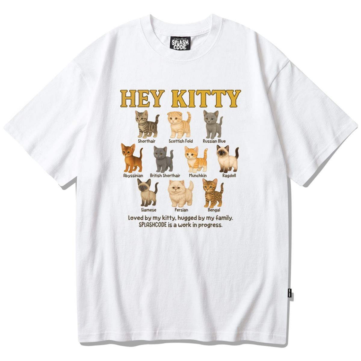스플래시코드(SPLASHCODE) 반팔 티셔츠 화이트 - 헤이 키티(Hey Kitty)