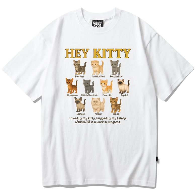 반팔 티셔츠 화이트 - 헤이 키티(Hey Kitty)