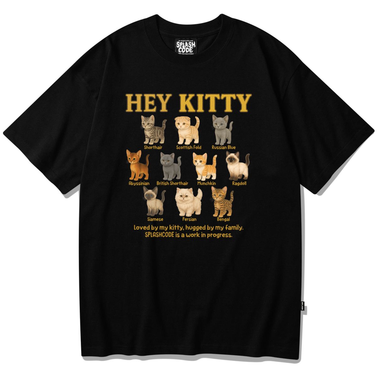 스플래시코드(SPLASHCODE) 반팔 티셔츠 블랙 - 헤이 키티(Hey Kitty)