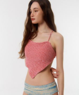 STRAP KNIT TOP (BIKINI)_pongpong red