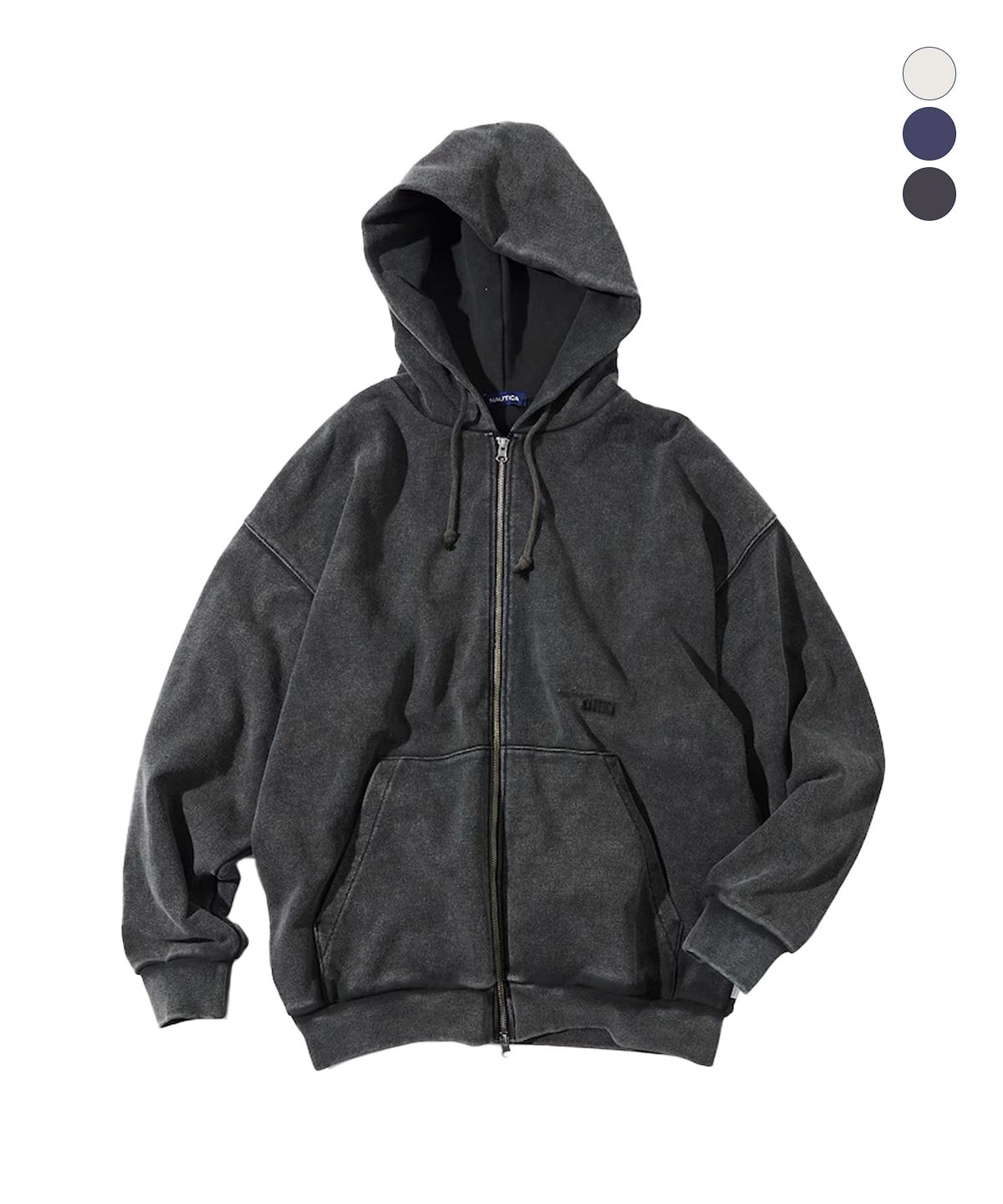 노티카(NAUTICA) 가먼트 뉴 블리치드 히든로고 풀 집업 후드