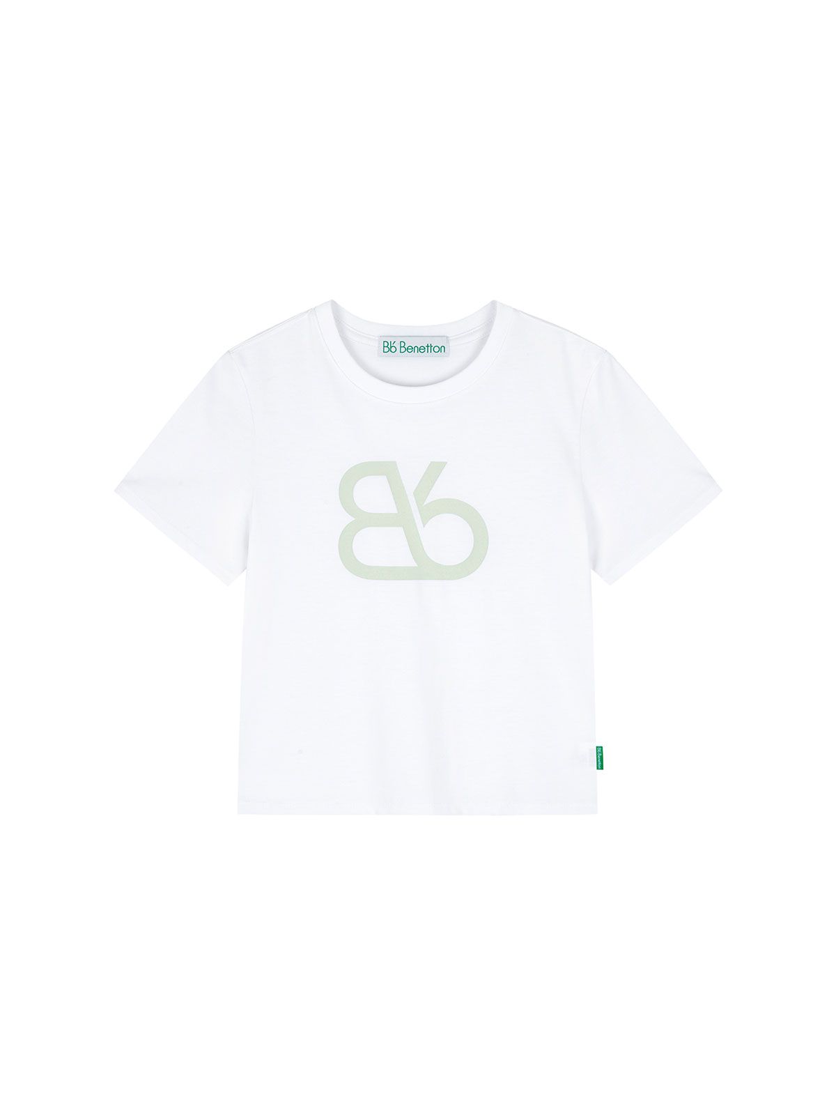 비플랫 베네통(Bb' BENETTON) 빅 비비 크롭 반팔 티셔츠 (White)
