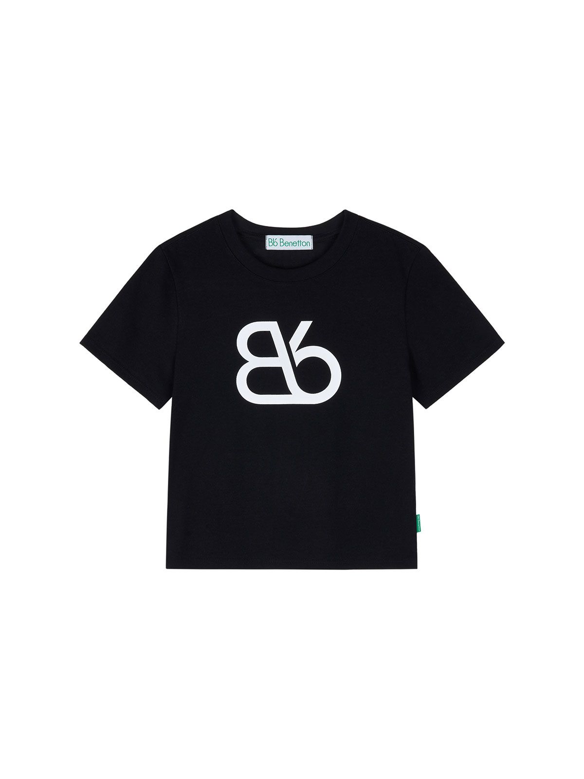 비플랫 베네통(Bb' BENETTON) 빅 비비 크롭 반팔 티셔츠 (Black)