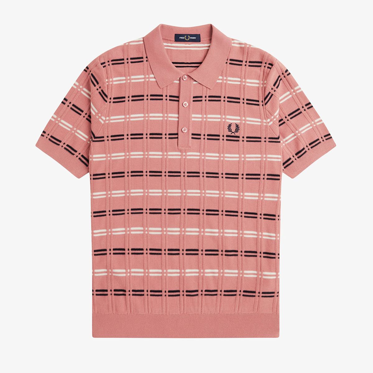 프레드페리(FRED PERRY) [Sharp] 스트라이프 립 니트 셔츠 - 퍼티 핑크 AFPM2519751-X90