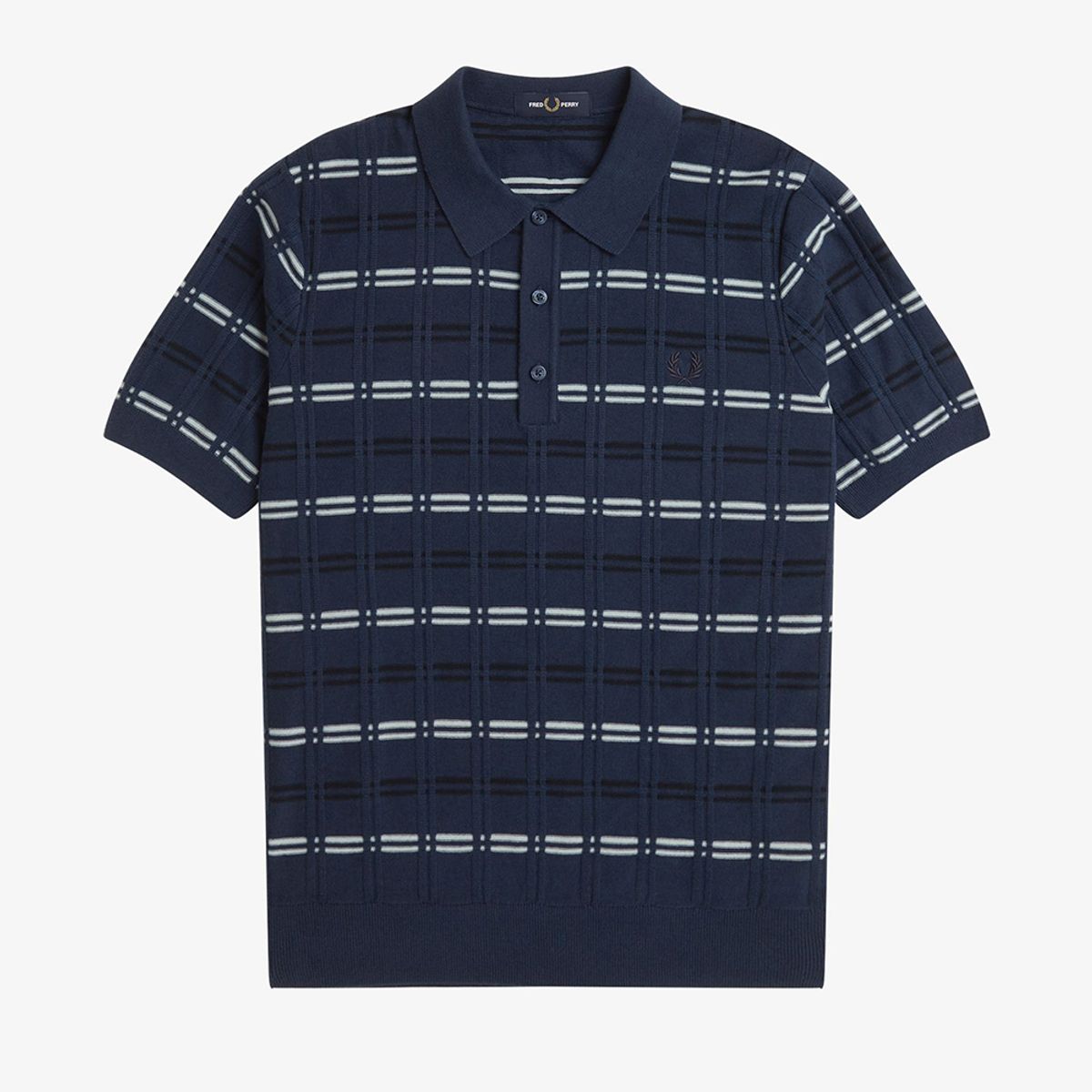 프레드페리(FRED PERRY) [Sharp] 스트라이프 립 니트 셔츠 - 테니스 블루 AFPM2519751-X86