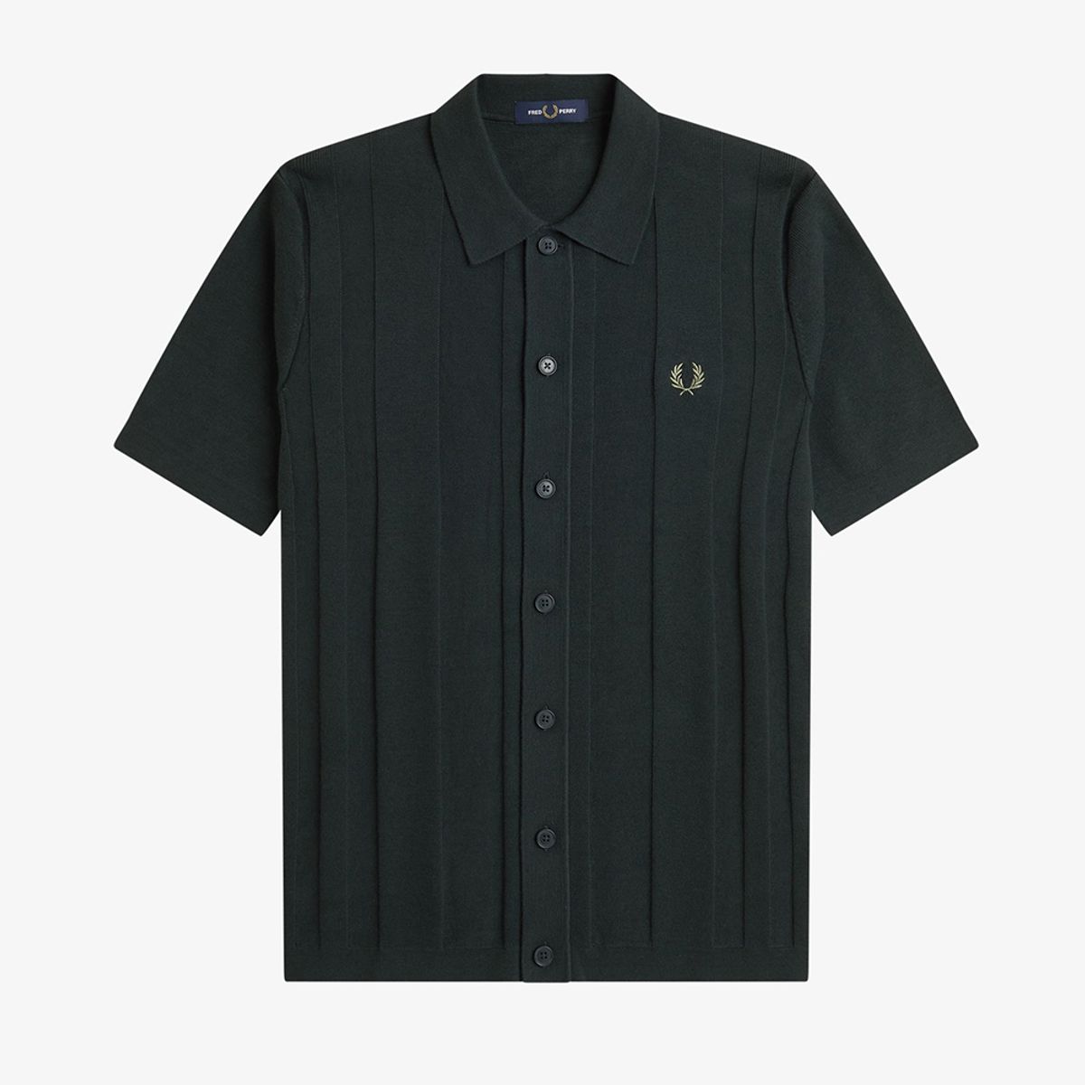 프레드페리(FRED PERRY) [Sharp] 버튼스루 숏 슬리브 셔츠 - 나이트 그린 AFPM2519727-Q20