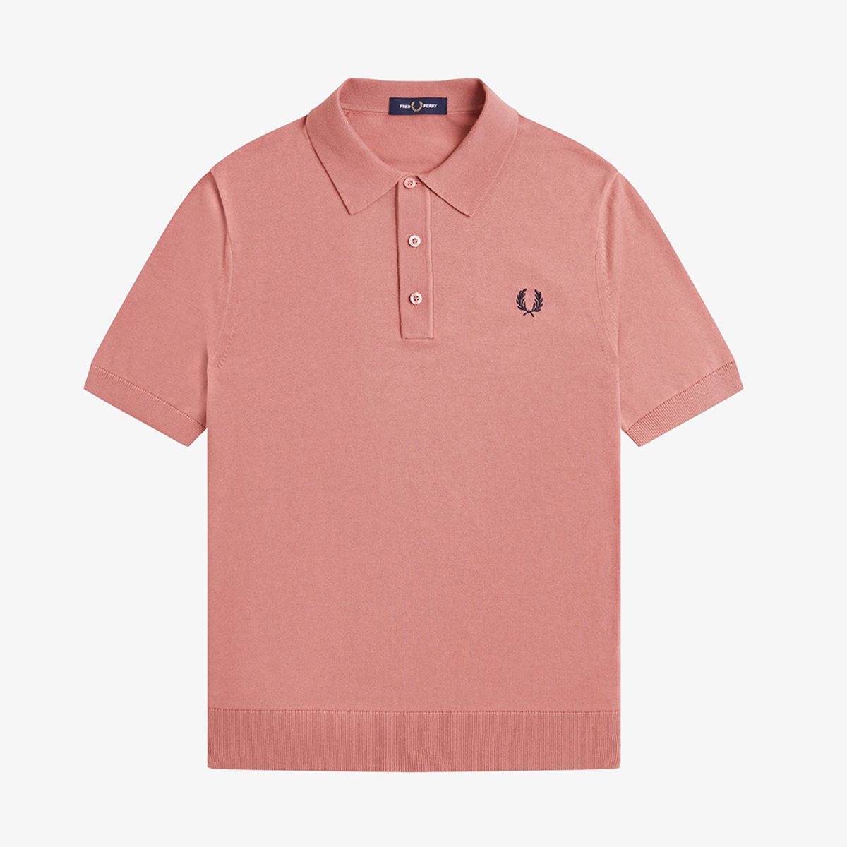 프레드페리(FRED PERRY) [Sharp] 숏 슬리브 코튼 니트 셔츠 - 퍼티 핑크 AFPM2519725-X90