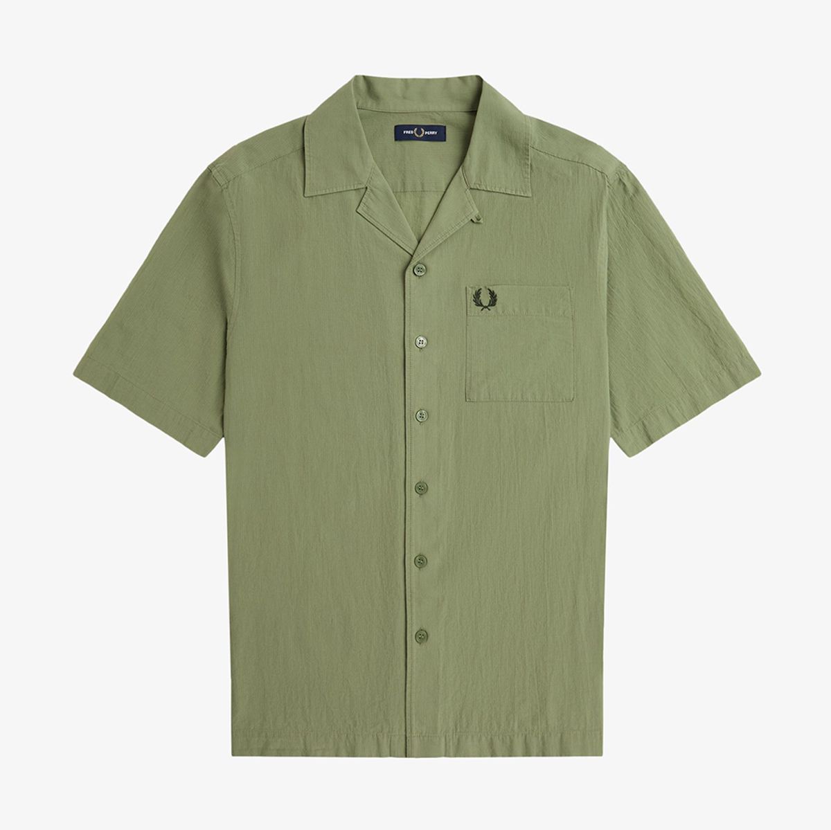 프레드페리(FRED PERRY) [Sharp] 라이트웨이트 텍스쳐 리비어 칼라 셔츠 - 올리브 민트 AFPM2517762-X88