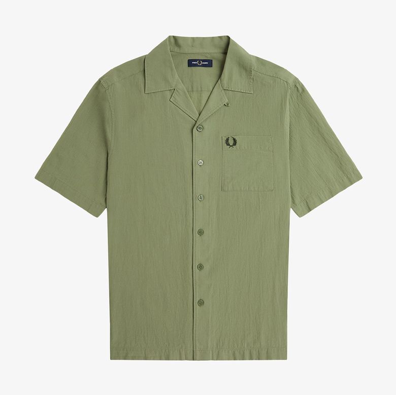 [Sharp] 라이트웨이트 텍스쳐 리비어 칼라 셔츠 - 올리브 민트 AFPM2517762-X88