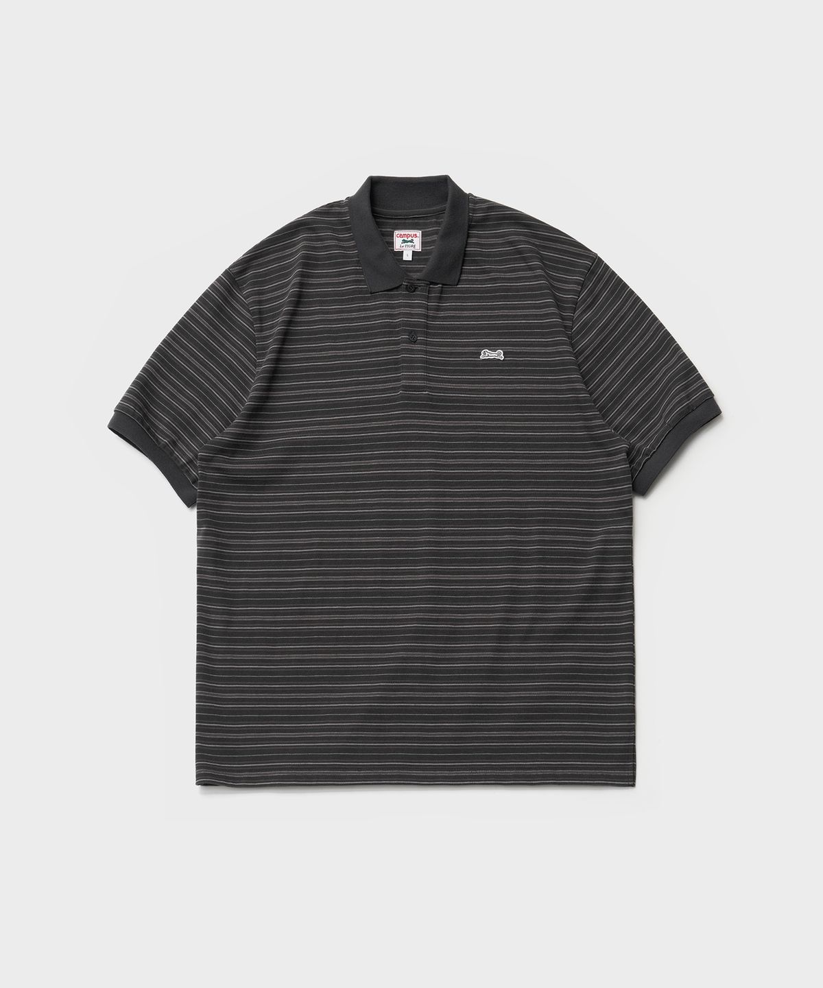 르티그레(LE TIGRE) Multi-stripe polo T-shirt (Charcoal)